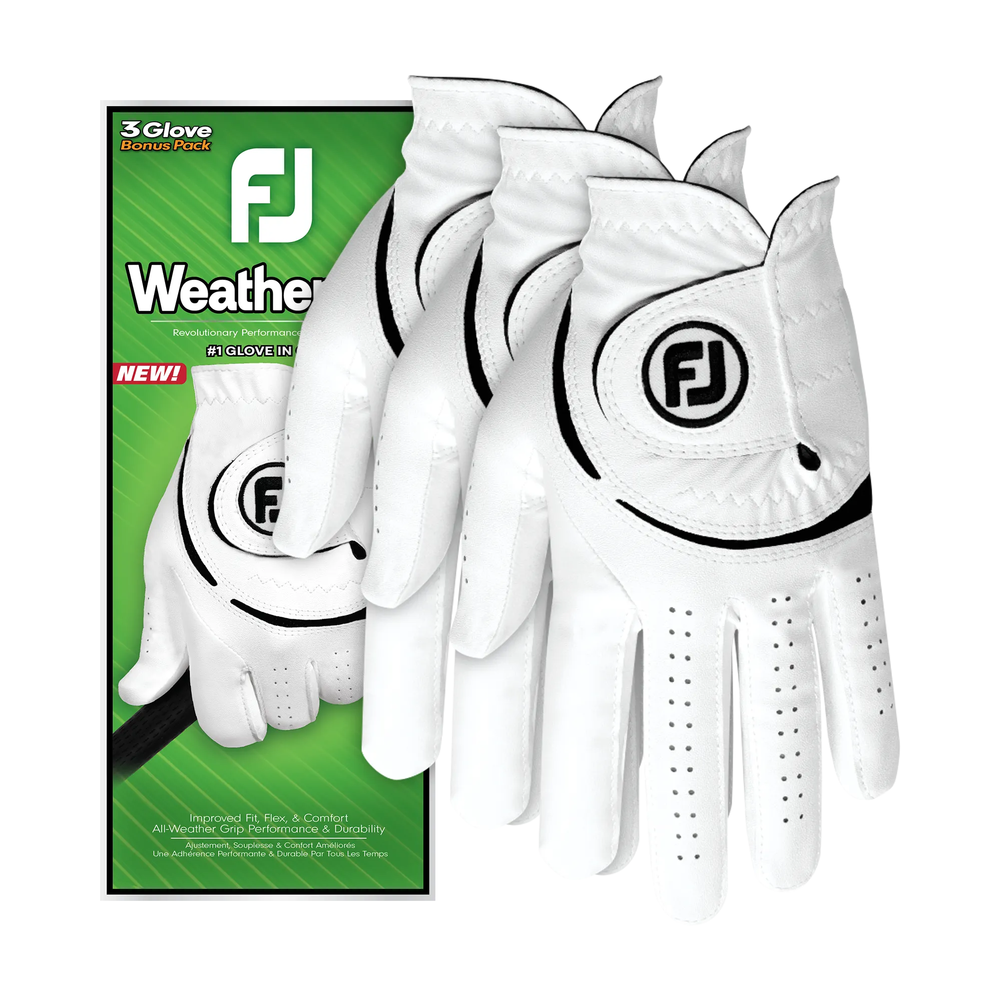 FootJoy WeatherSof Golf Glove (3 Pack) - White/Black