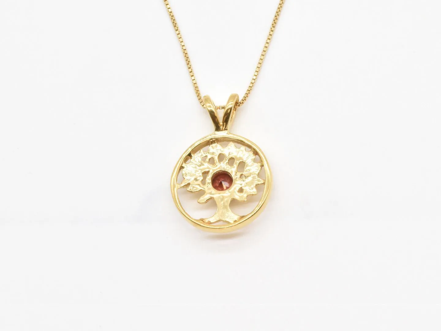 Garnet Tree of Life Pendant - Natural Garnet Necklace, Red Tree Pendant