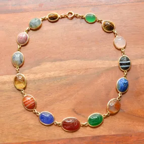 Gemstone Scarab and Gold Necklace