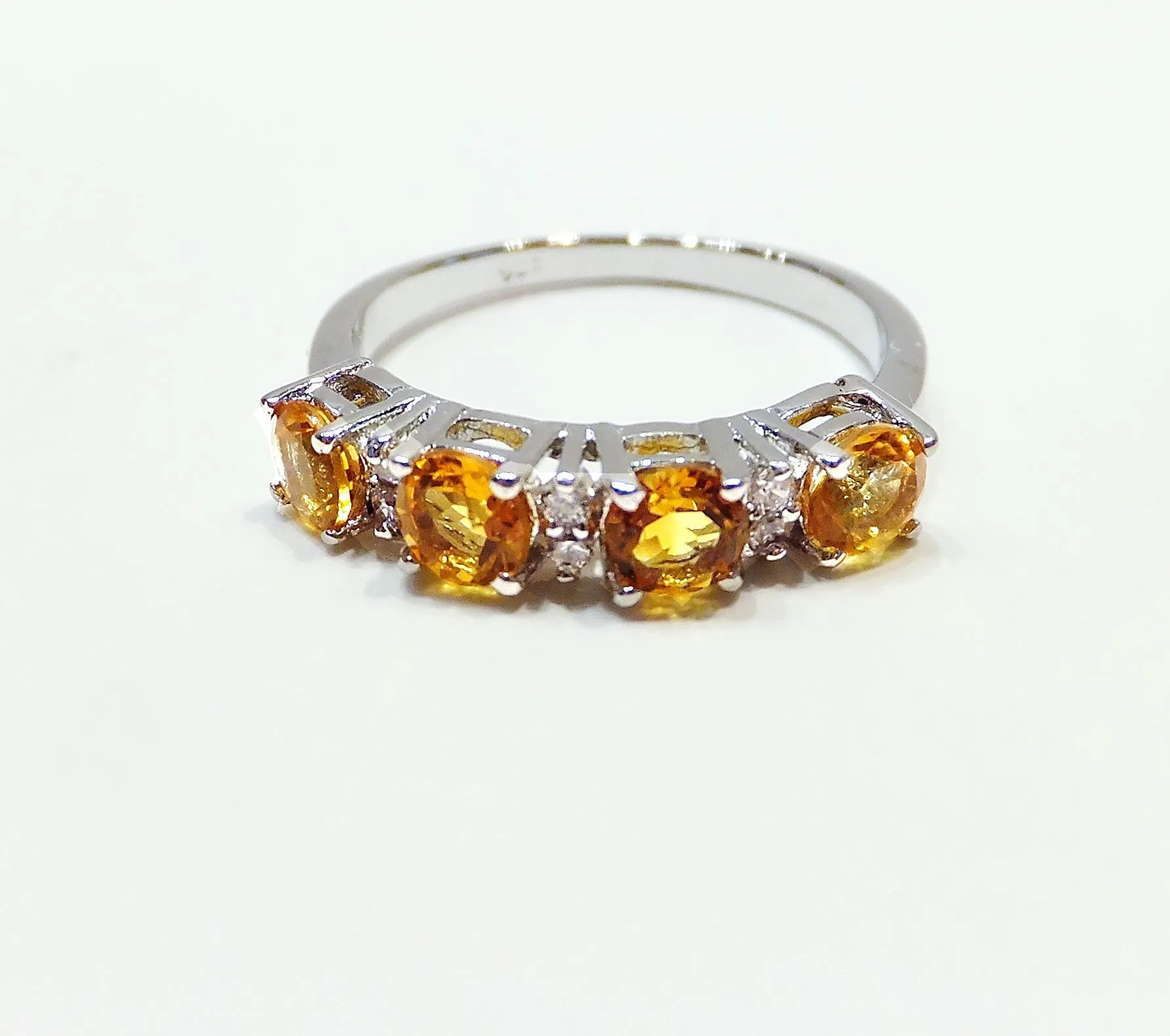 Genuine Citrine Gemstone Band Ring