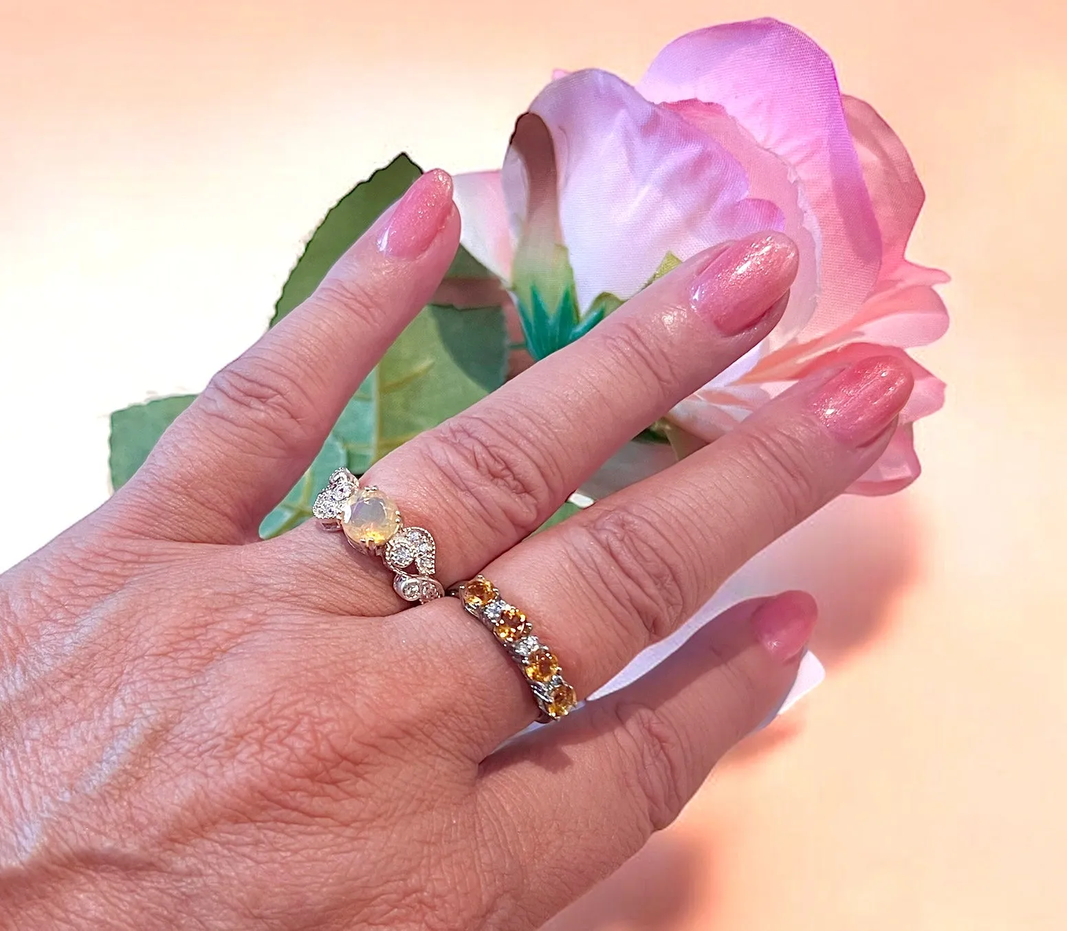 Genuine Citrine Gemstone Band Ring
