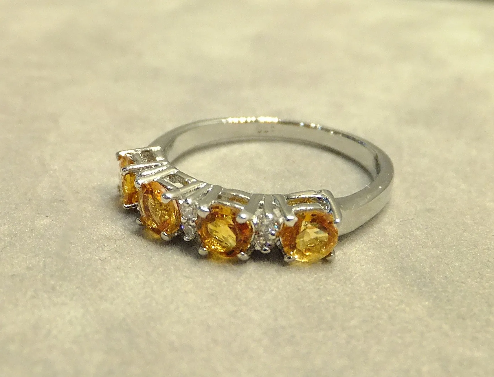 Genuine Citrine Gemstone Band Ring