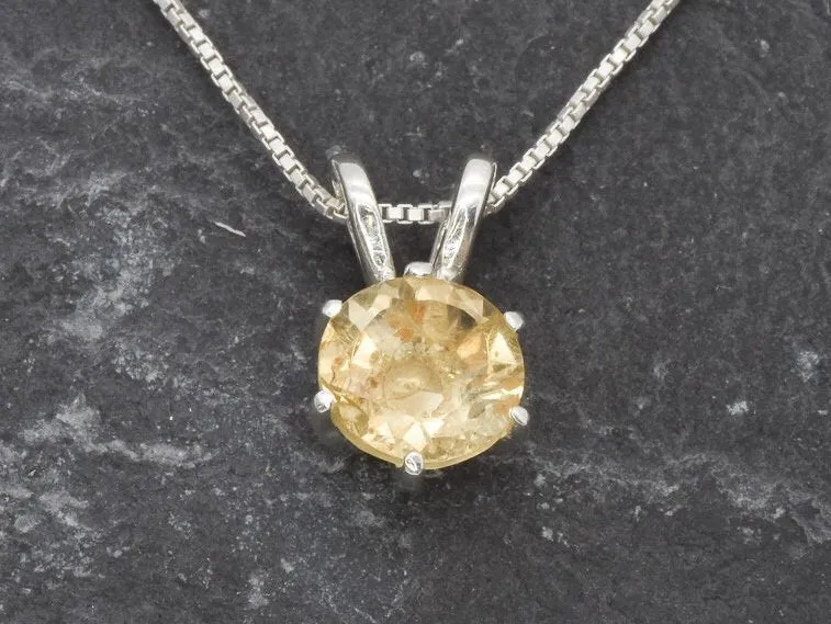 Genuine Citrine Pendant - Dainty Yellow Necklace - November Birthstone Pendant