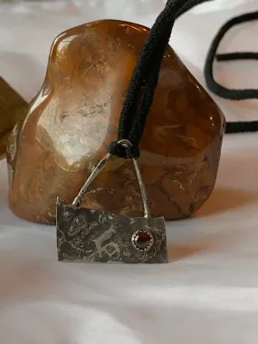 Geometric Garnet Sterling Silver Pendant Jewelry