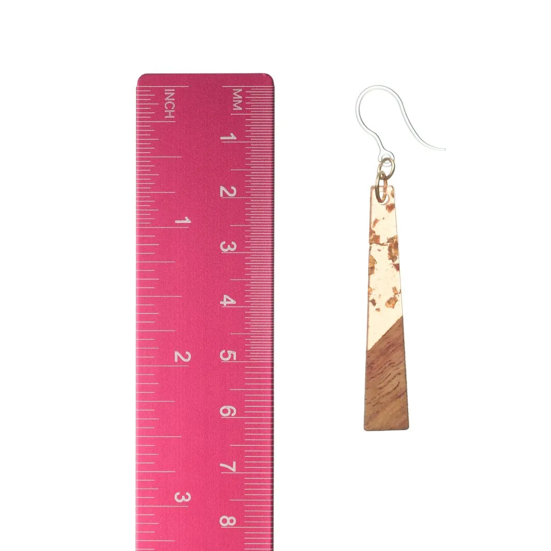 Geometric Wooden Celluloid Dangles Hypoallergenic Earrings for Sensitive Ears Made with Plastic Posts
