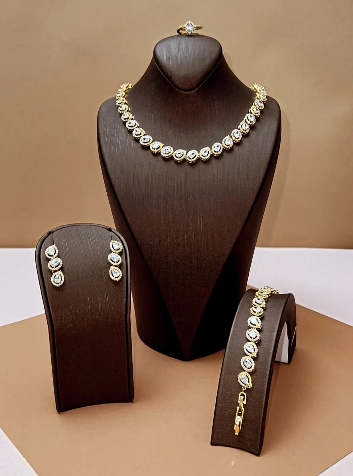 GLAM LUXE Jewelry Set with Necklace, Bracelet, Drop Earrings, and Ring *Final Sale*
