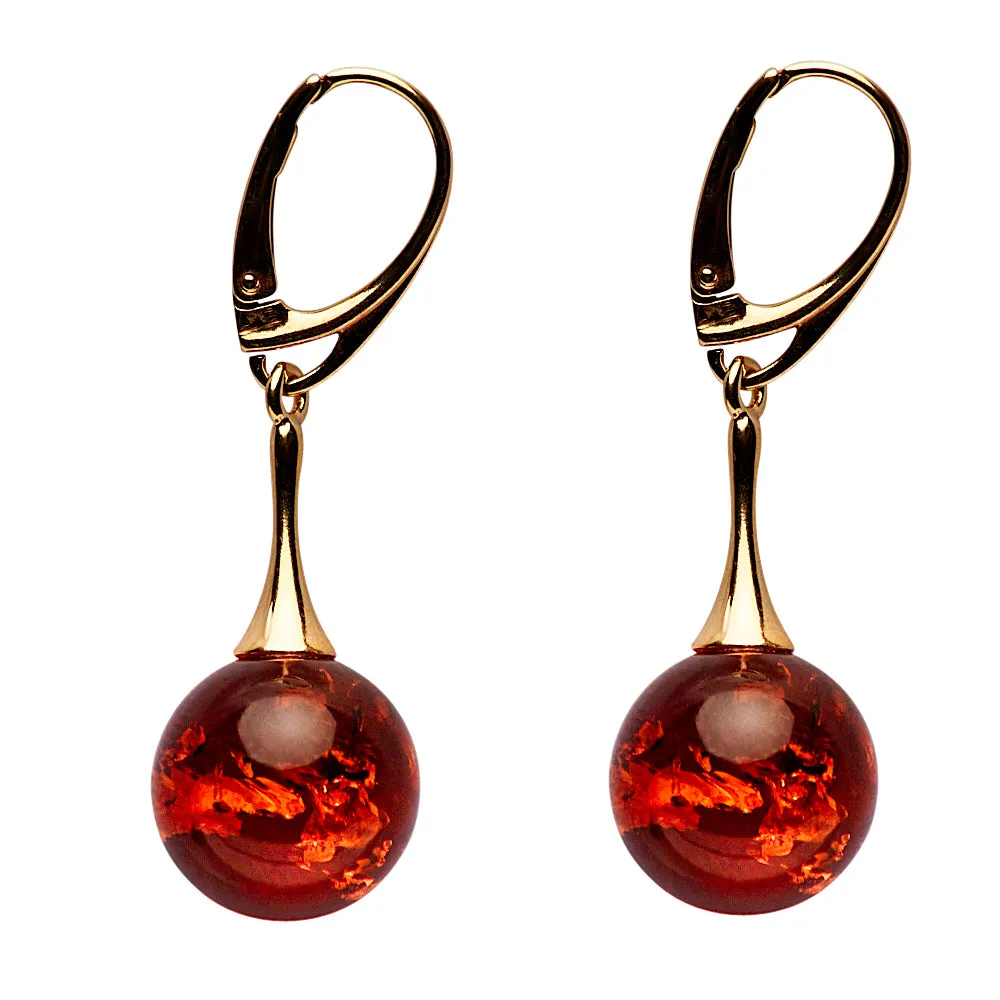 Gold Amber Dangle Earrings