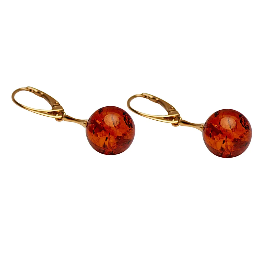 Gold Amber Dangle Earrings
