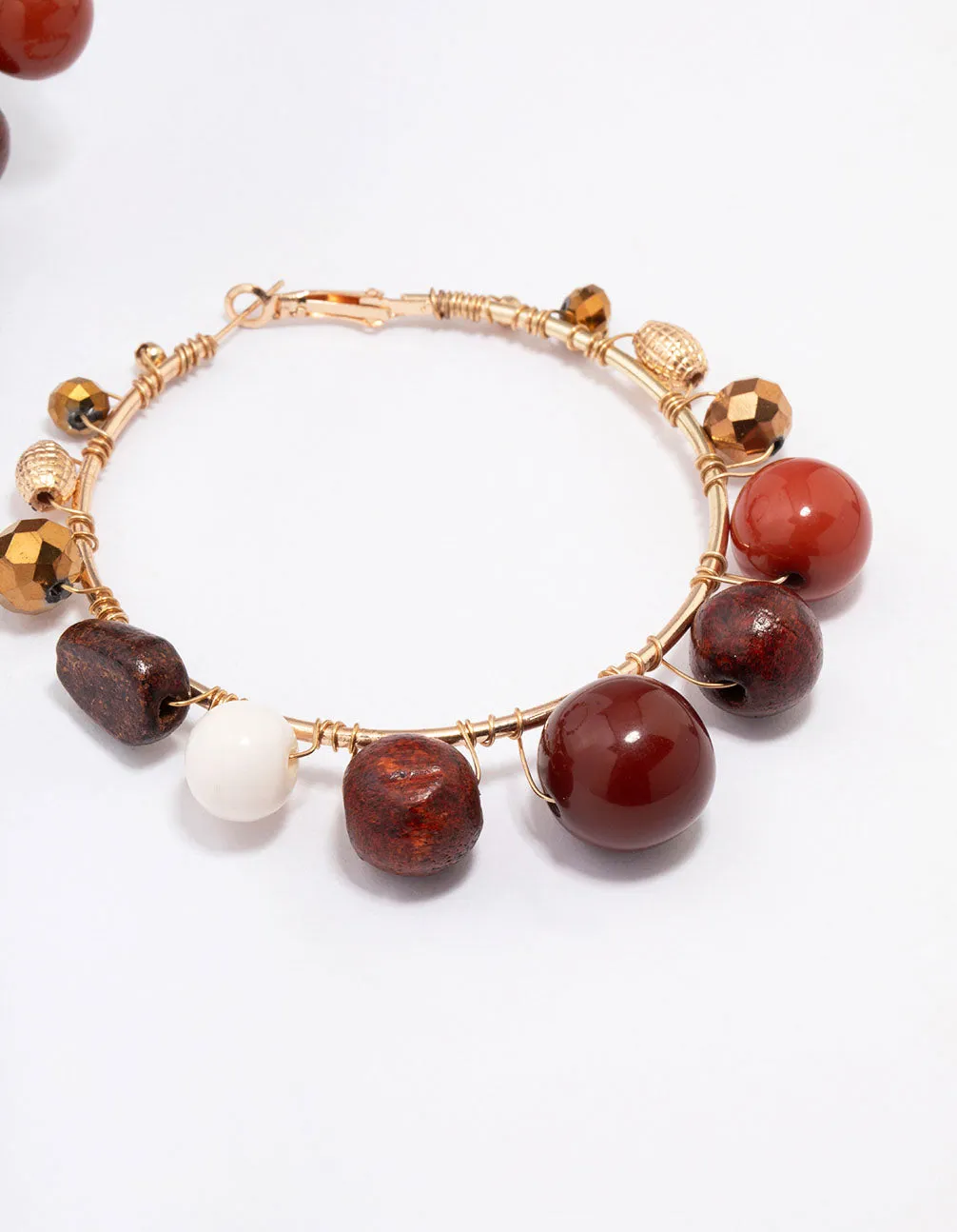 Gold Bold Beaded Wide Hoop Earrings