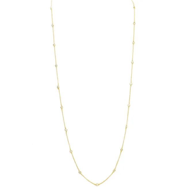 Gold Cubic Zirconia 4mm Station Necklace