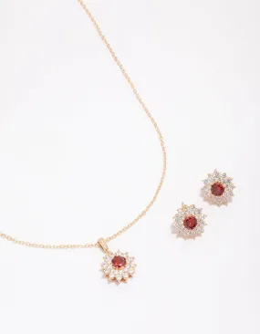 Gold Cubic Zirconia Daisy Jewellery Set