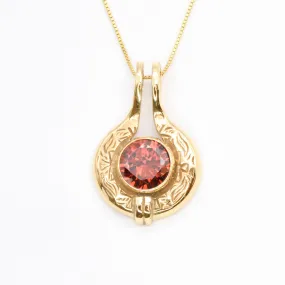 Gold Ruby Pendant - Egyptian Ruby Necklace, Red Vintage Pendant