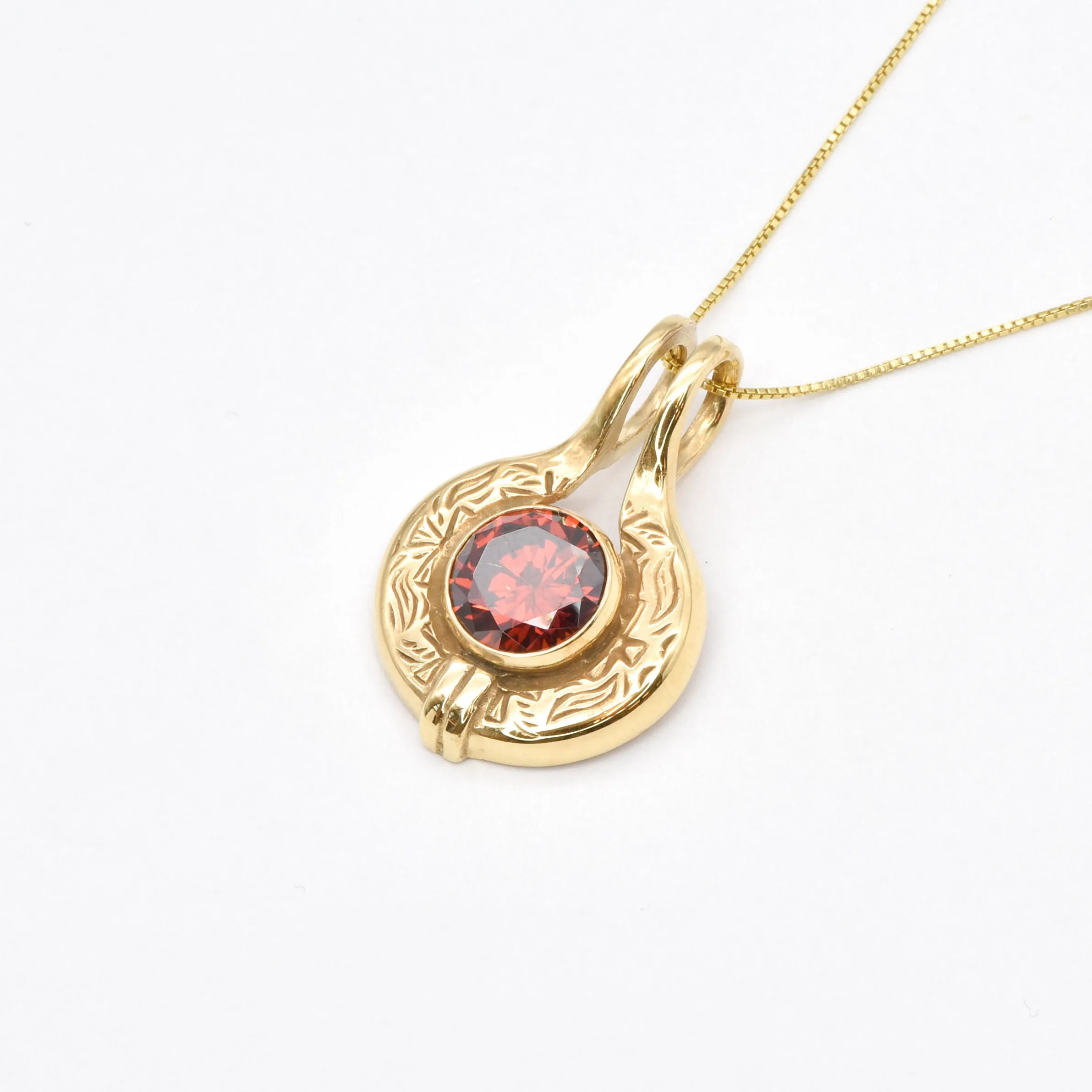 Gold Ruby Pendant - Egyptian Ruby Necklace, Red Vintage Pendant