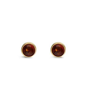 Gold Vermeil Amber Round Stud Earrings
