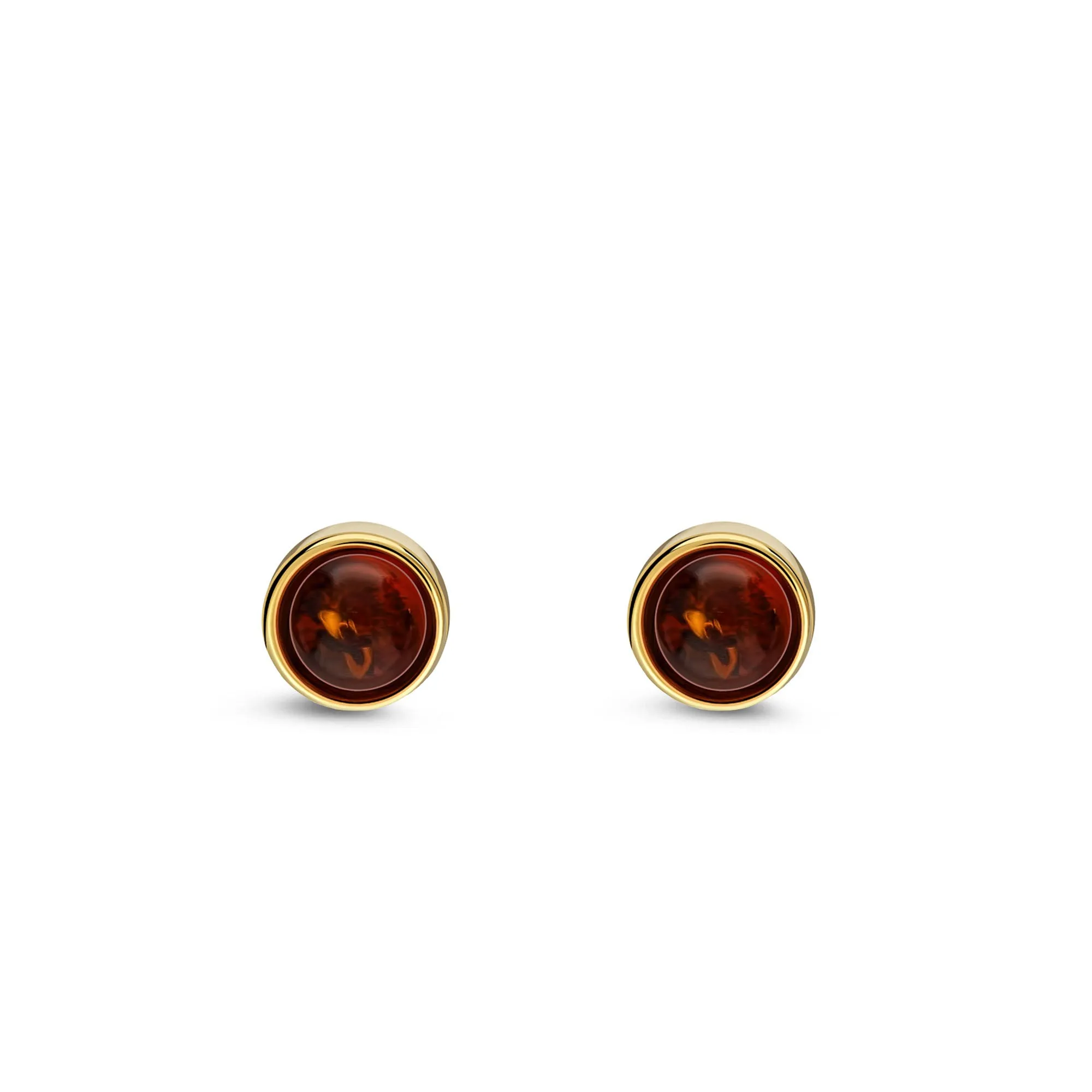 Gold Vermeil Amber Round Stud Earrings