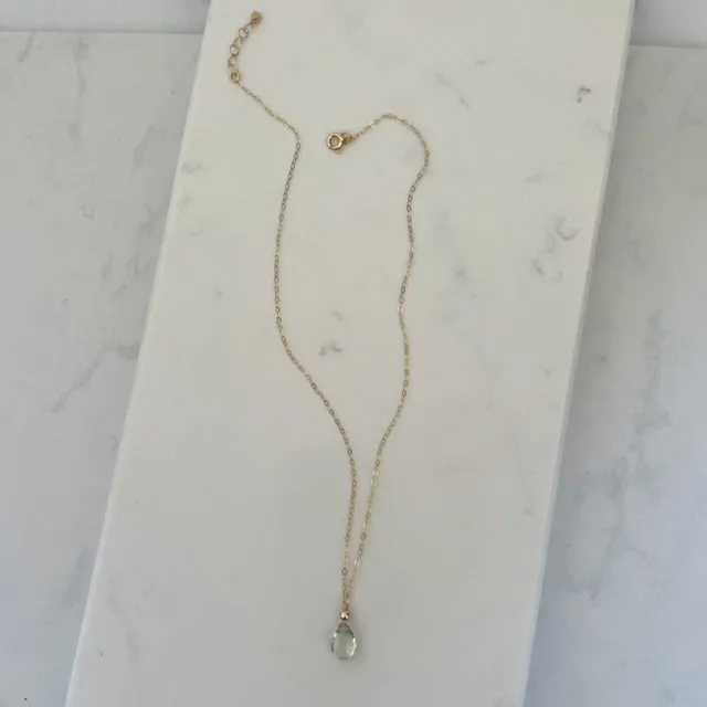 Green Amethyst Teardrop Necklace