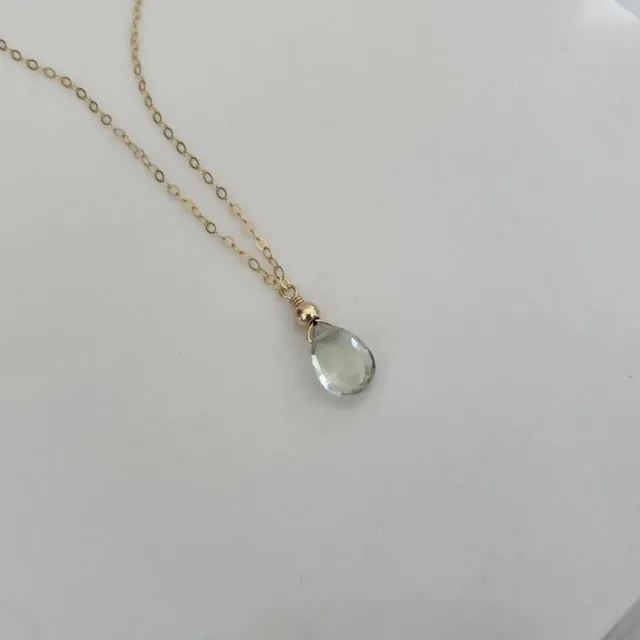 Green Amethyst Teardrop Necklace