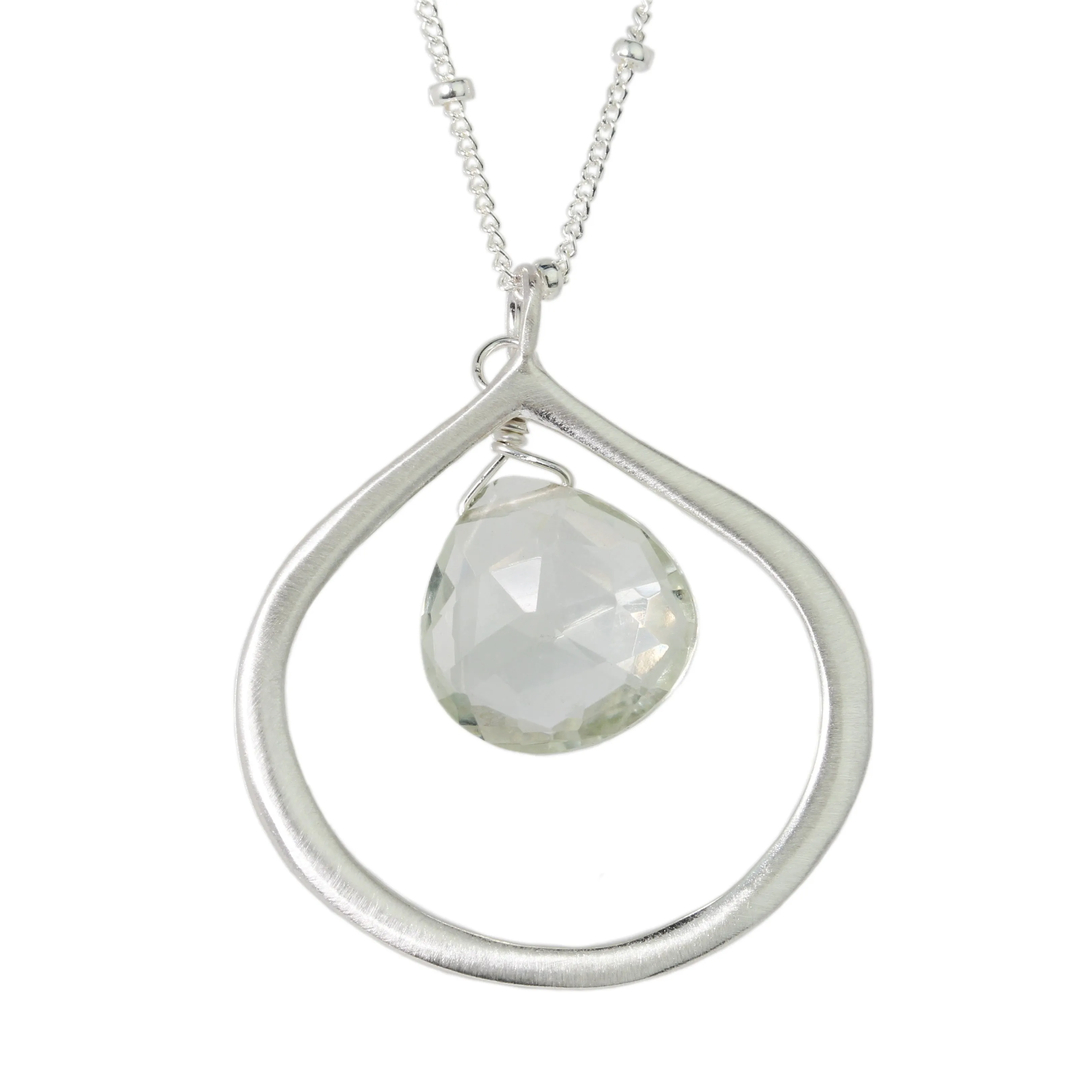 Green Amethyst Teardrop Necklace