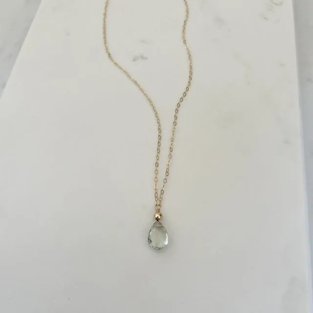 Green Amethyst Teardrop Necklace