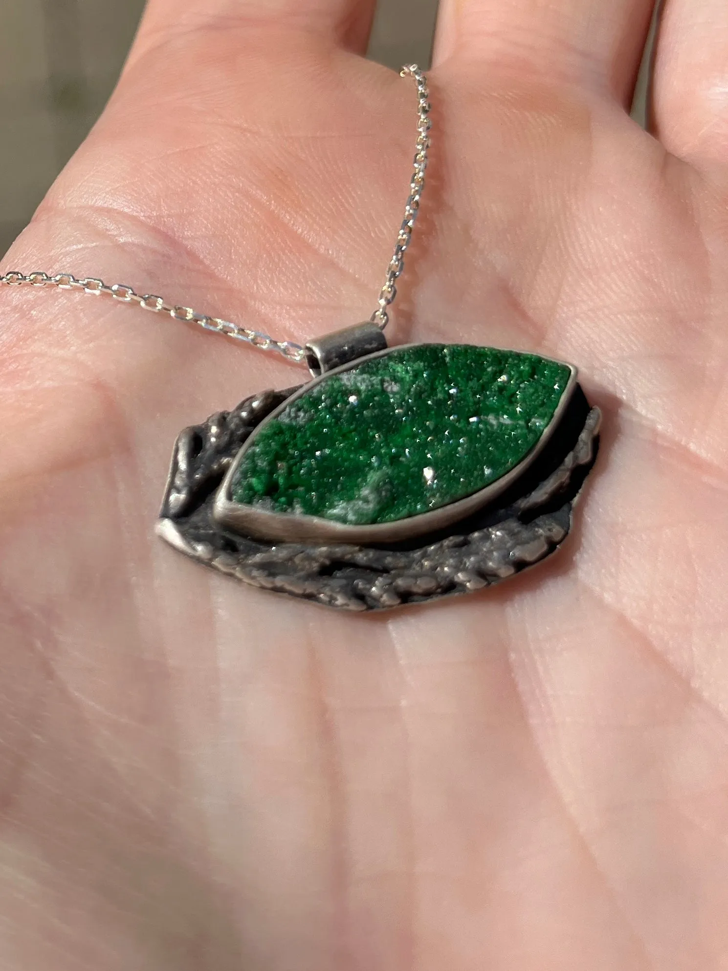 Green Garnet Marquise Necklace with Branches