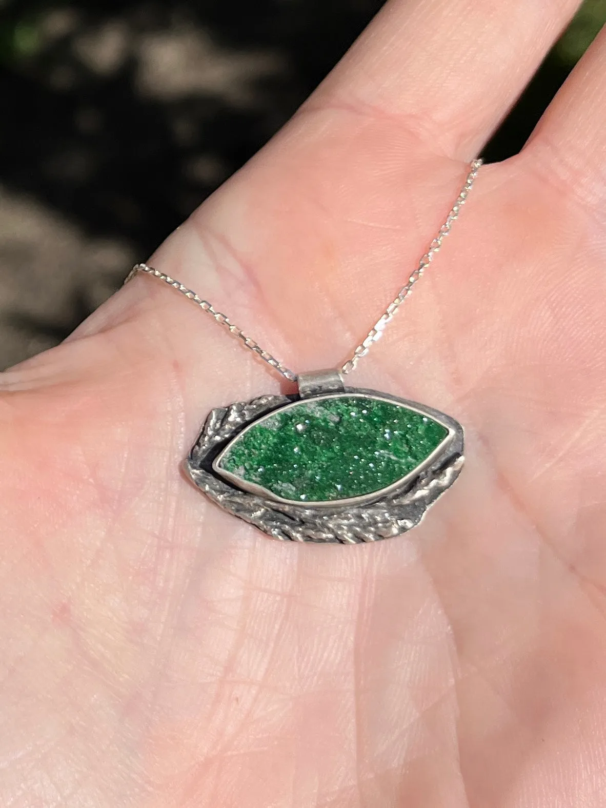 Green Garnet Marquise Necklace with Branches