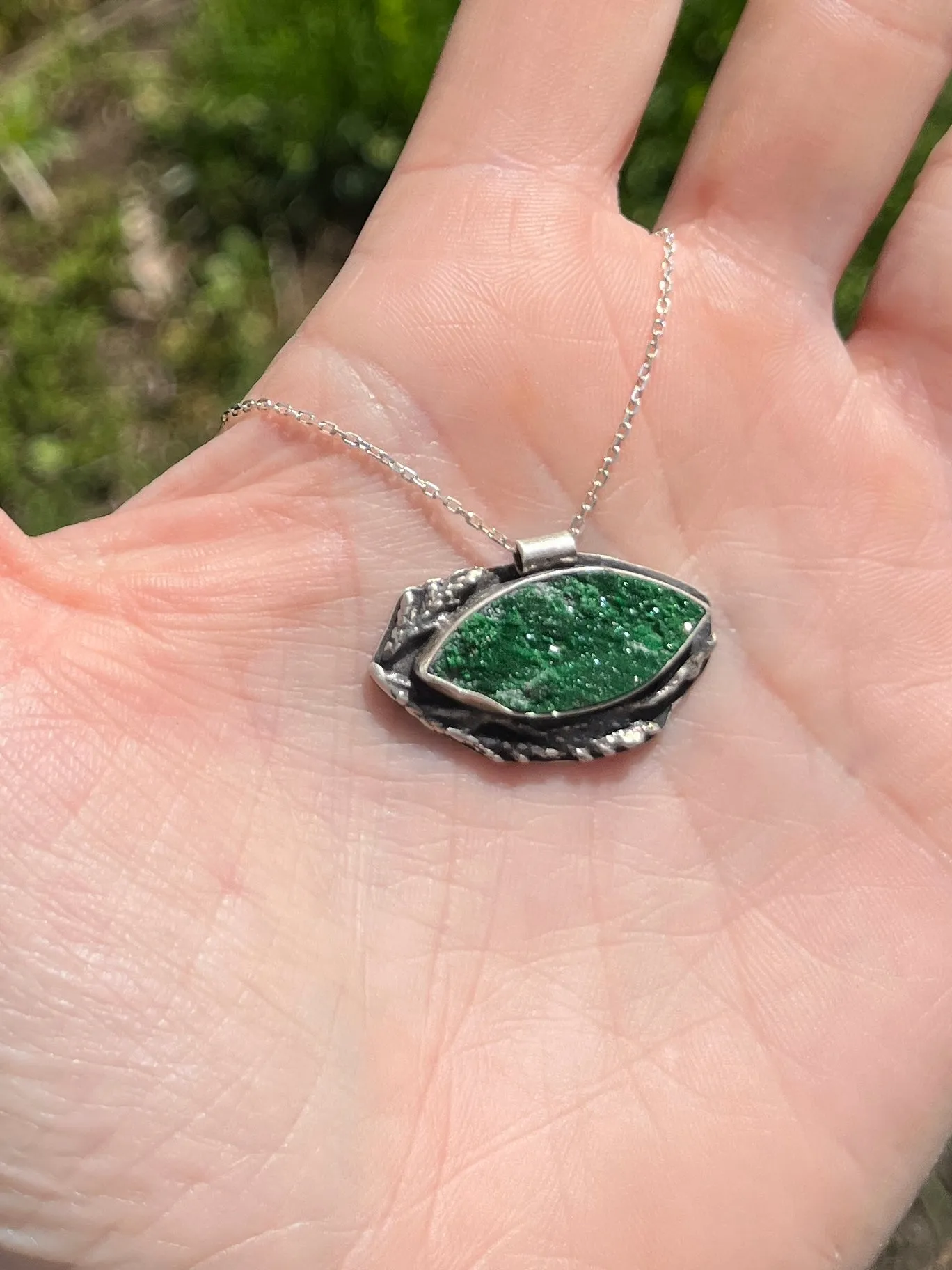 Green Garnet Marquise Necklace with Branches