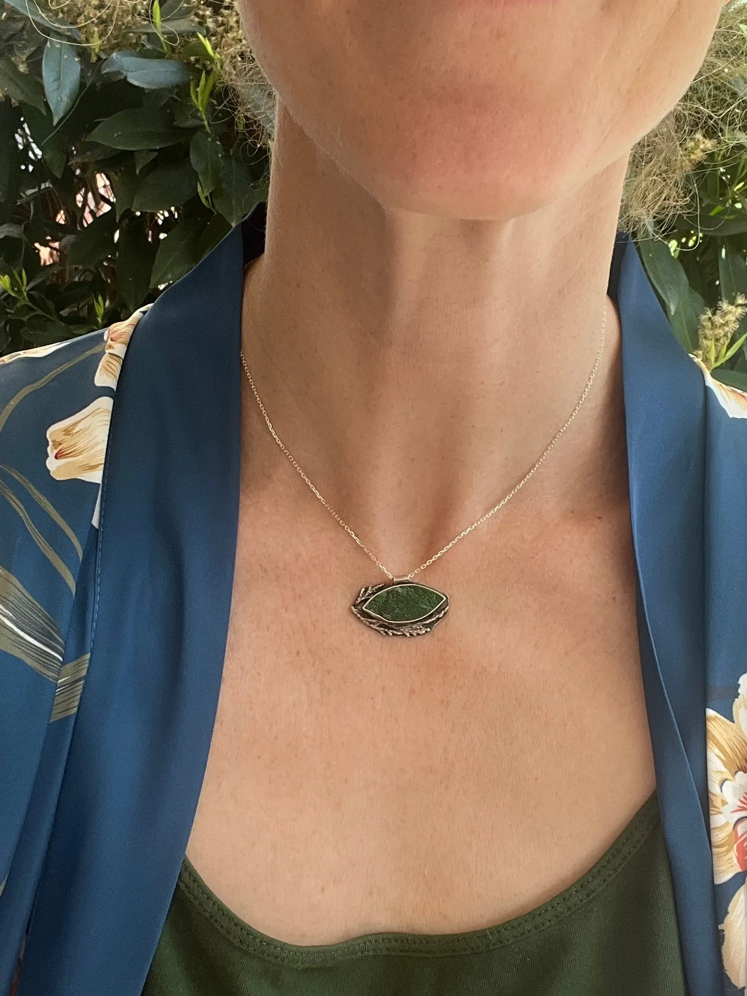 Green Garnet Marquise Necklace with Branches