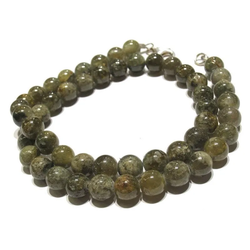 Green Garnet Necklace with Sterling Silver Trigger Clasp