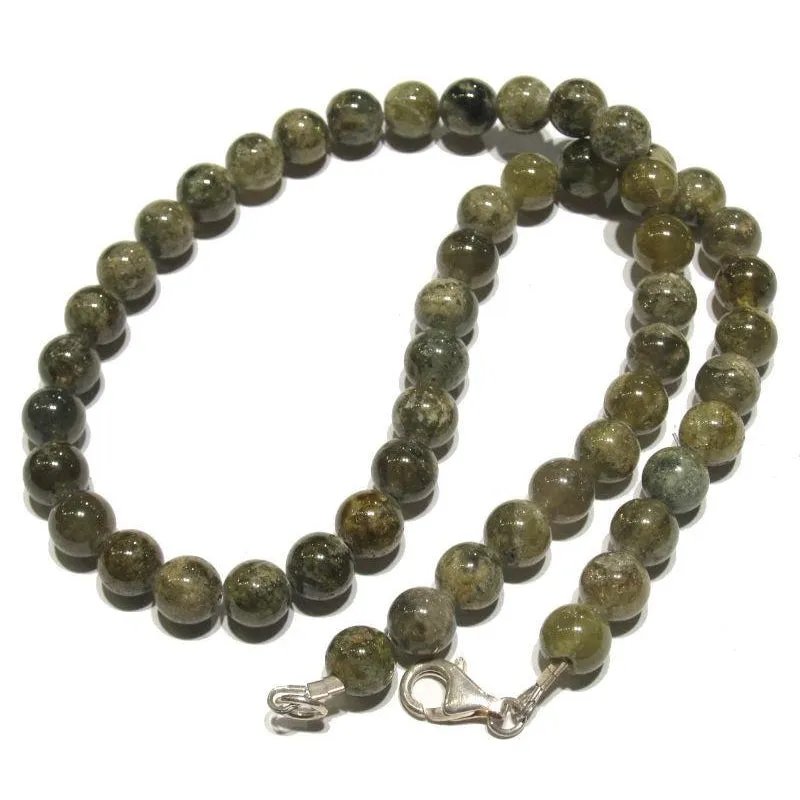 Green Garnet Necklace with Sterling Silver Trigger Clasp