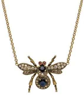Grey Diamond New Bug Pendant Necklace
