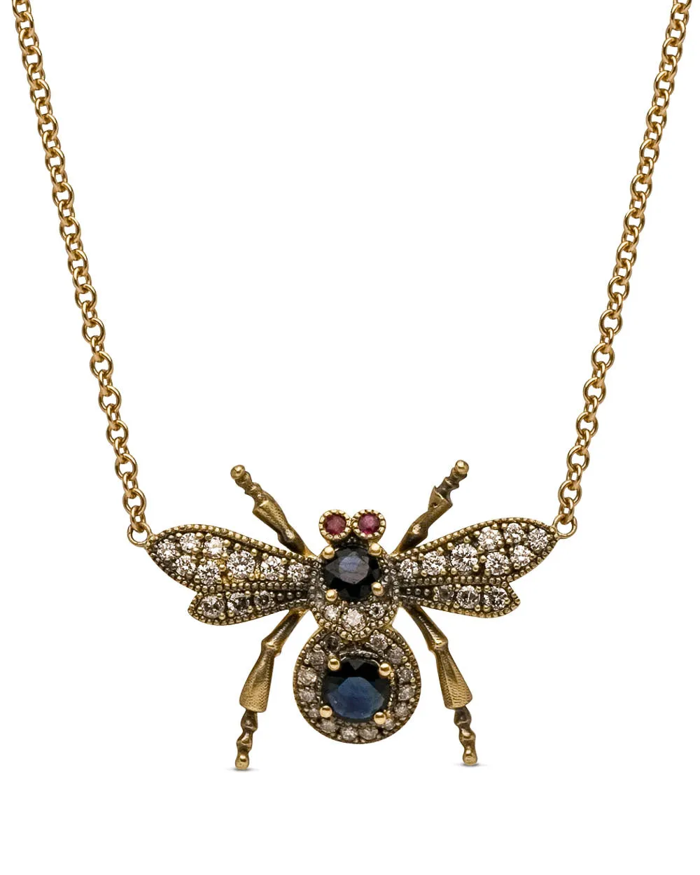 Grey Diamond New Bug Pendant Necklace