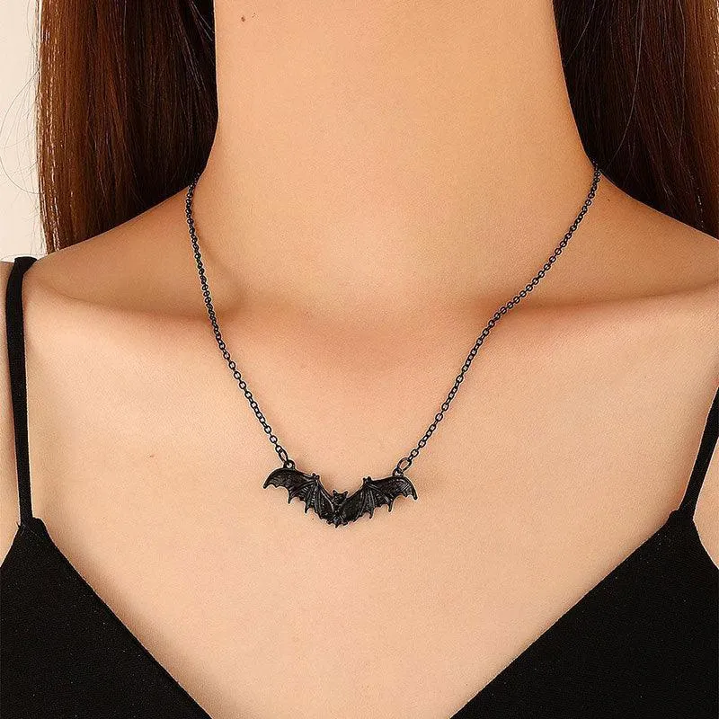 Halloween Necklace Gothic Cross Spider Bat Costumes Jewelry for Women Dance Party