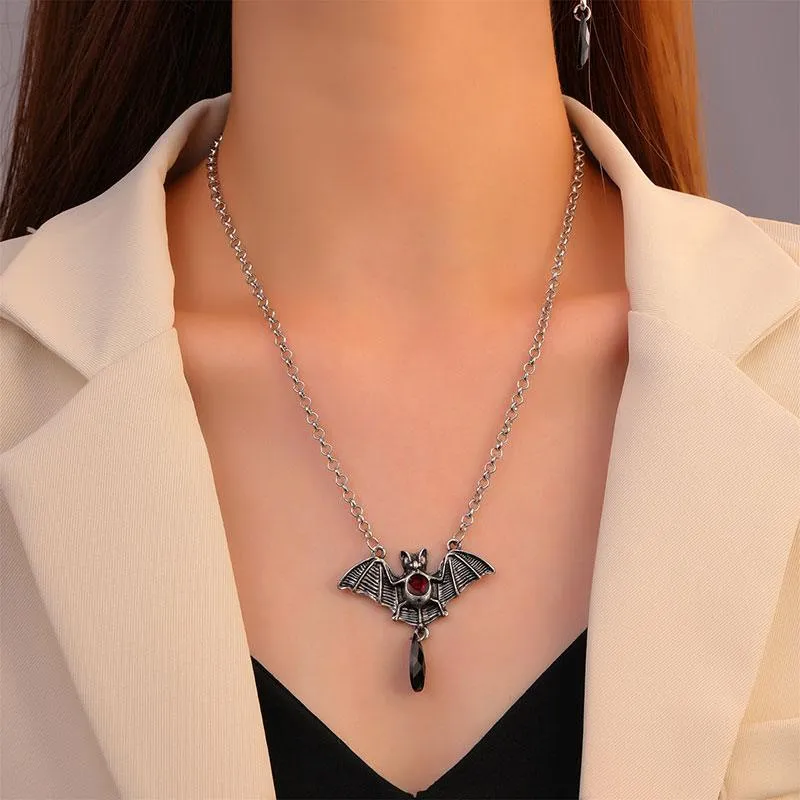 Halloween Necklace Gothic Cross Spider Bat Costumes Jewelry for Women Dance Party