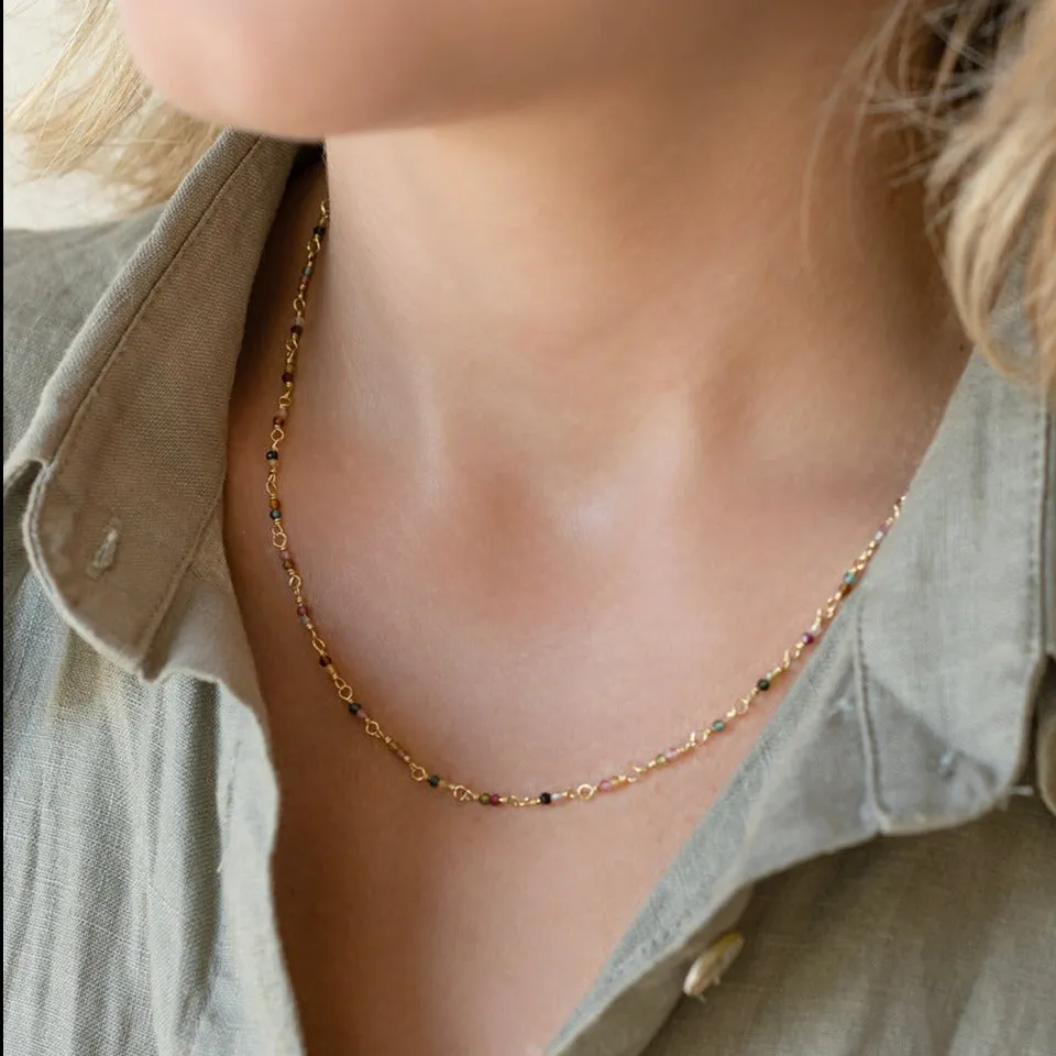 Hand-Tied Natural Gemstone Necklace