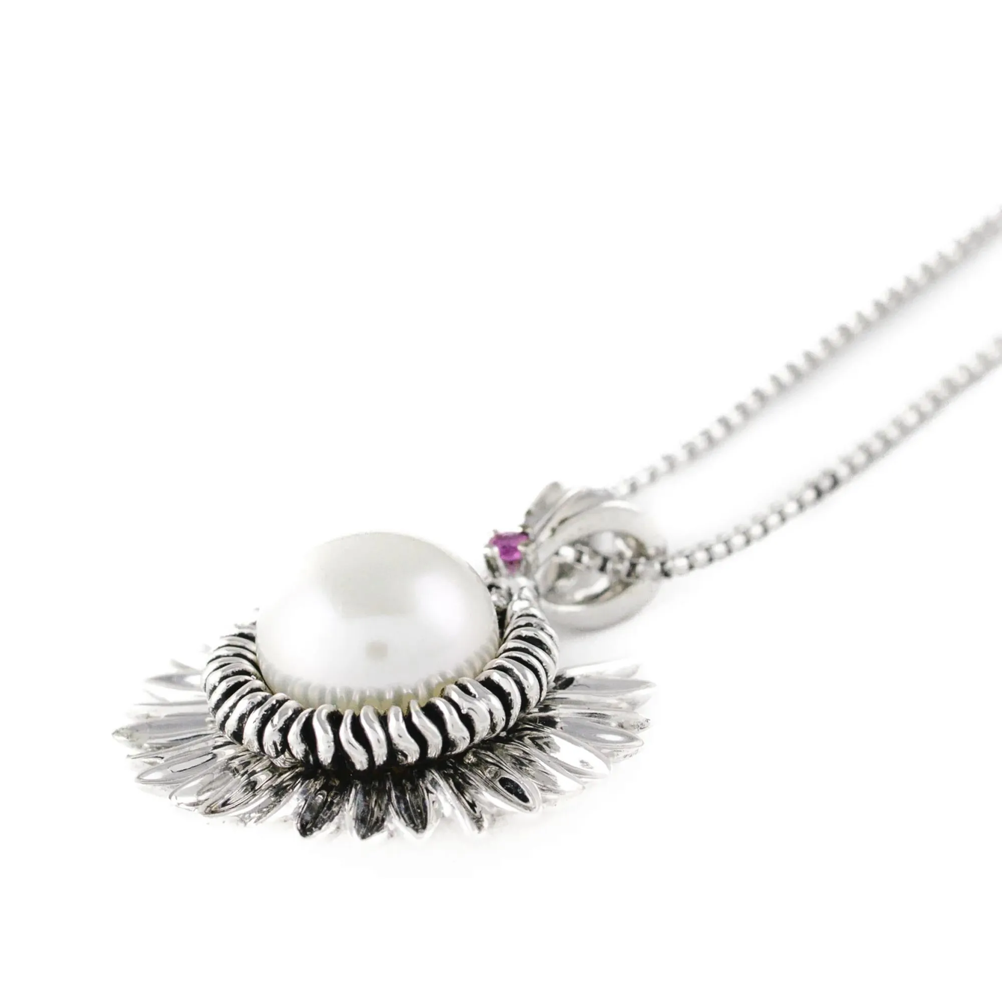 Hawaiian Lei White Galatea Pearl Pendant with 18-Inch Chain