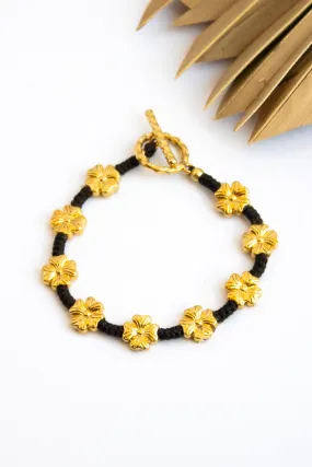 Hibiscus  Gold Alloy SS Bracelet #3