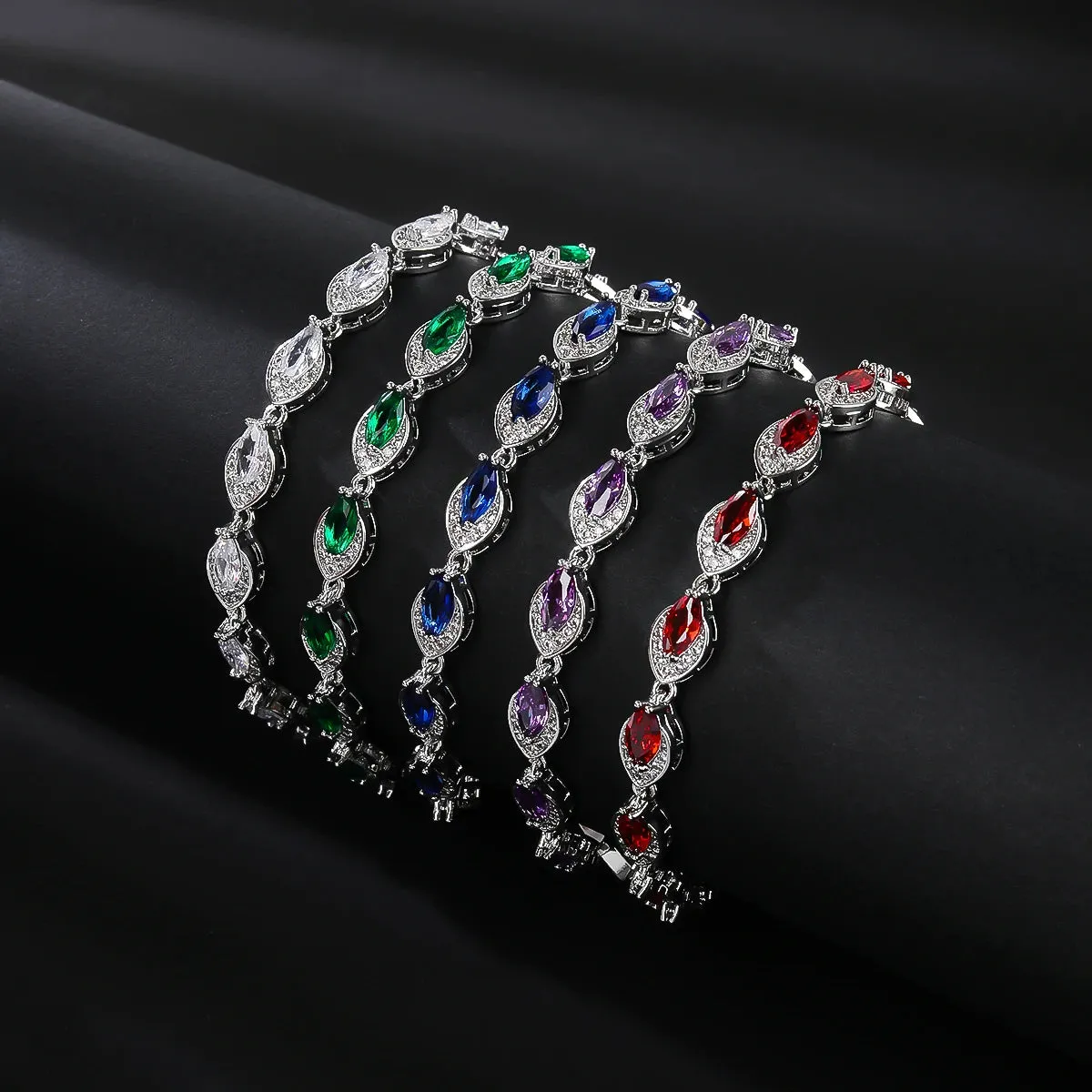High Quality Rhodium Color CZ Zirconia Stone Charm Bracelets Chain  for Women Jewelry Gift CK10163