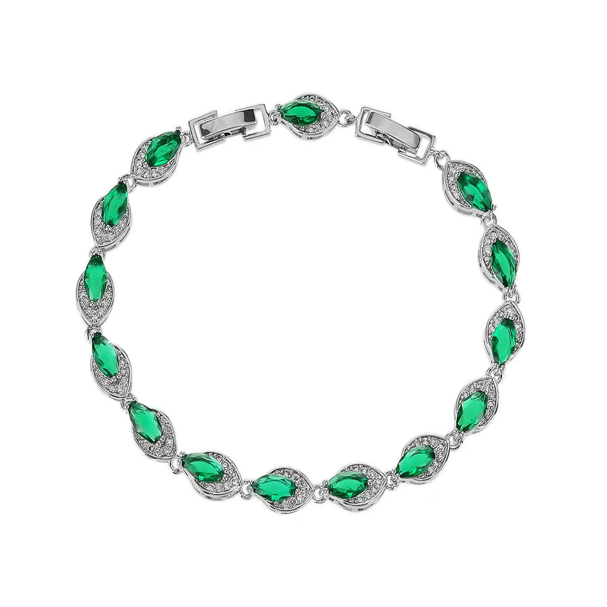 High Quality Rhodium Color CZ Zirconia Stone Charm Bracelets Chain  for Women Jewelry Gift CK10163
