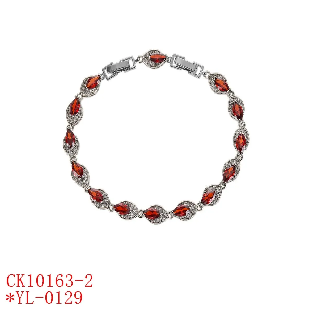 High Quality Rhodium Color CZ Zirconia Stone Charm Bracelets Chain  for Women Jewelry Gift CK10163