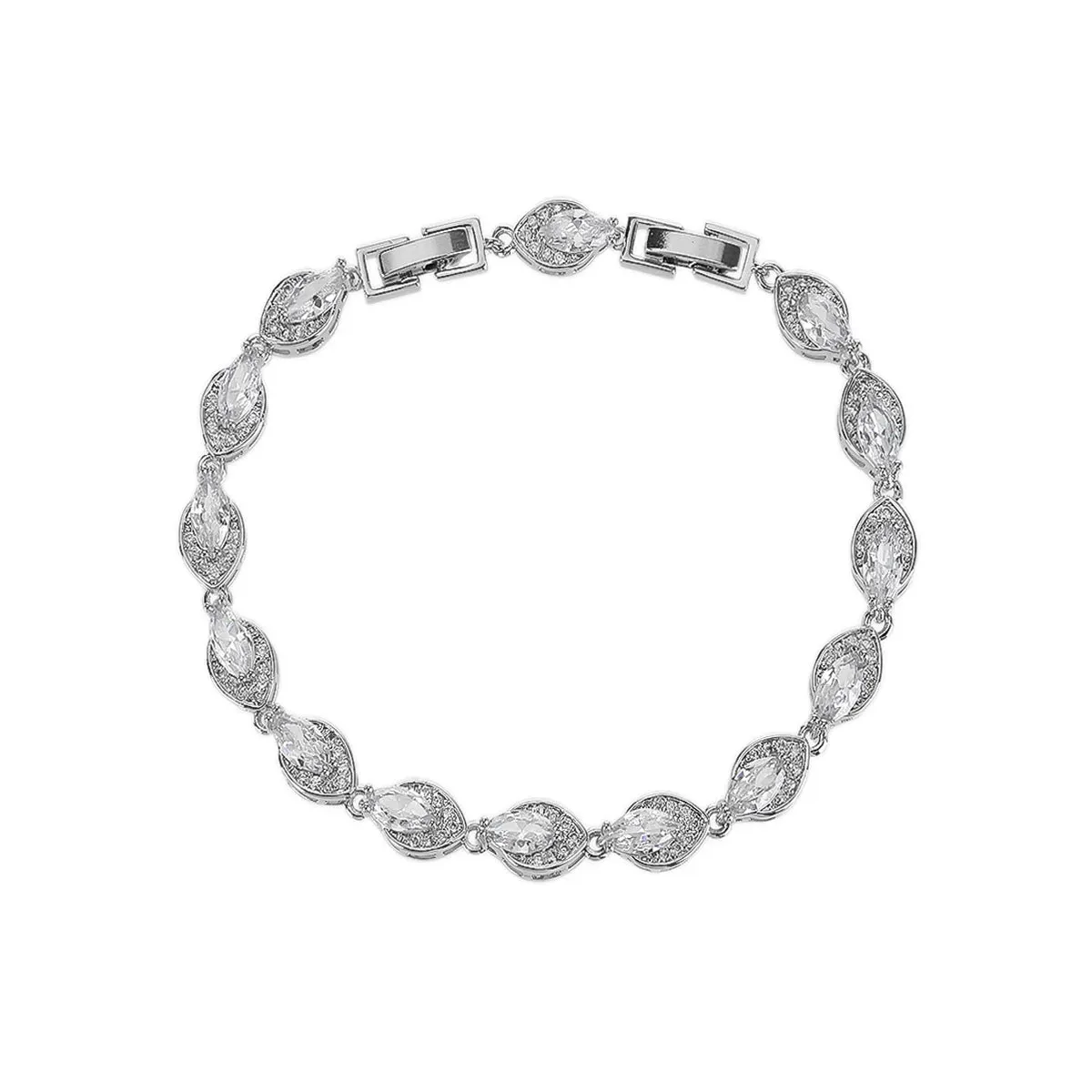High Quality Rhodium Color CZ Zirconia Stone Charm Bracelets Chain  for Women Jewelry Gift CK10163