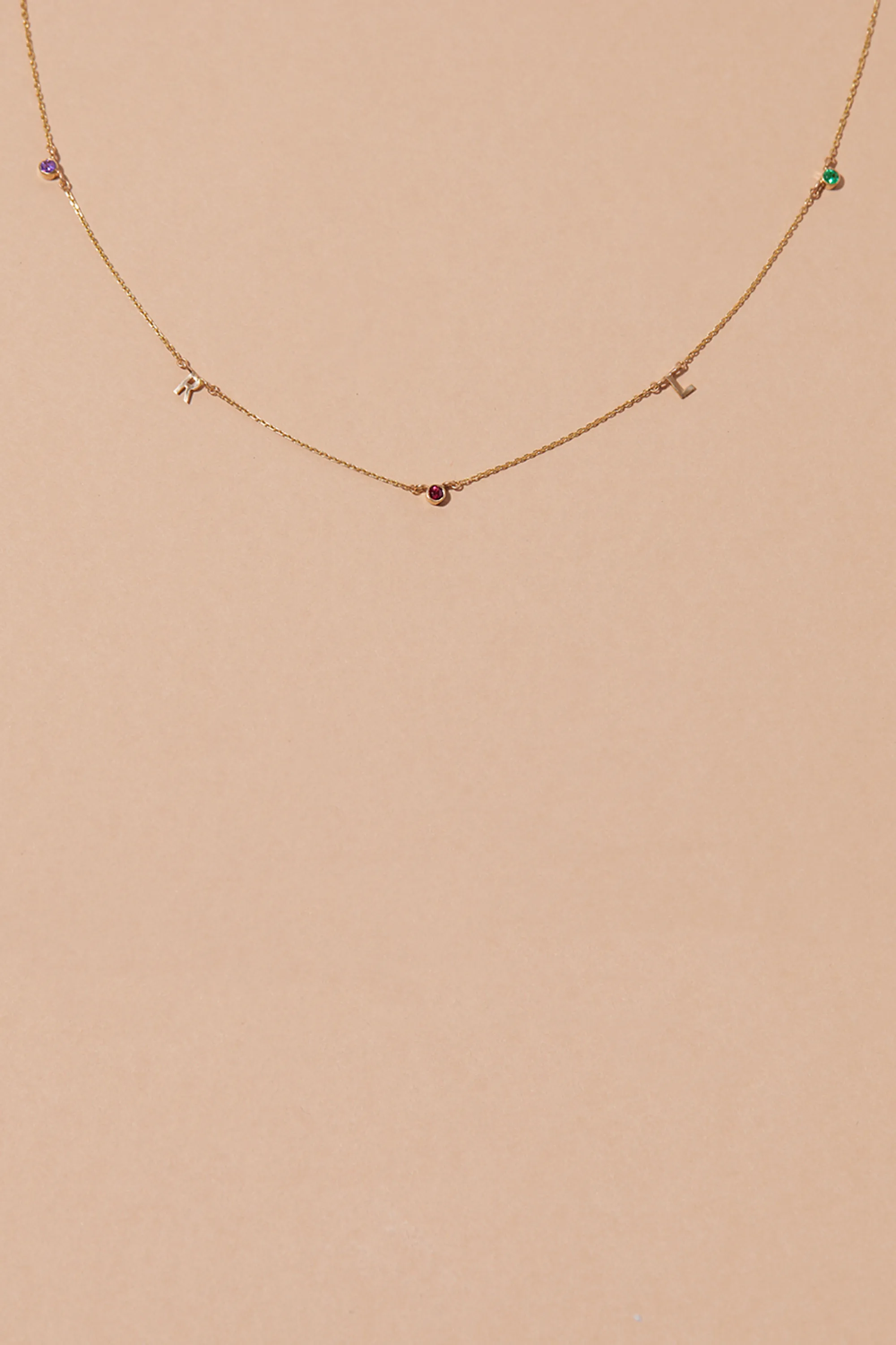 INITIAL BIRTHSTONE CONNECT LETTER NECKLACE