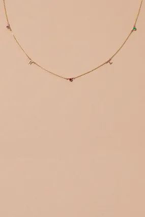 INITIAL BIRTHSTONE CONNECT LETTER NECKLACE