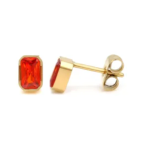 January Garnet Birthstone Earrings - Yellow Gold