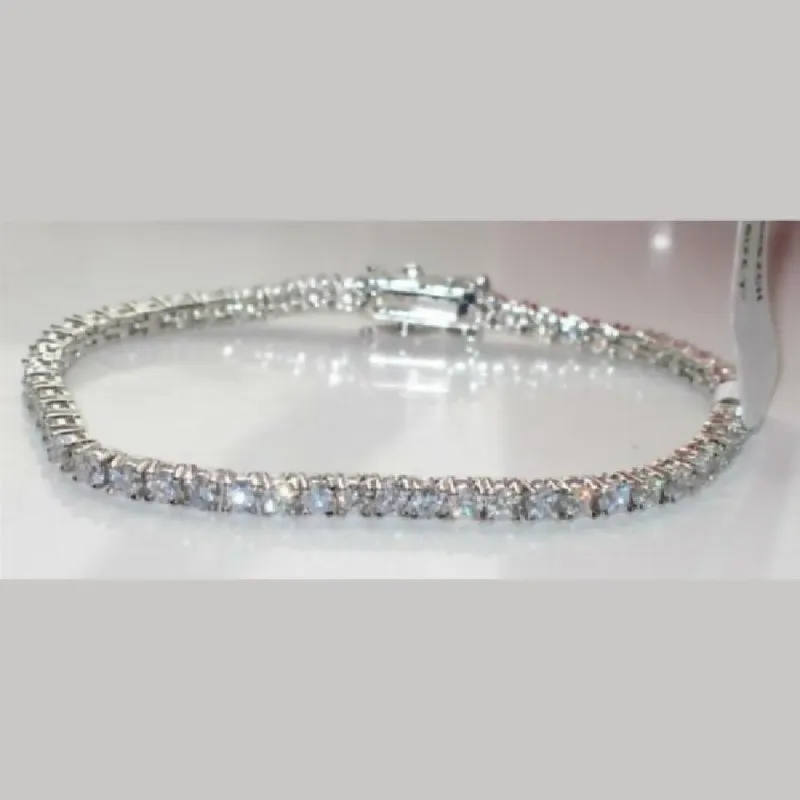 Jewellery Kingdom Cubic Zirconia Classic Rhodium 8 Carat Ladies Tennis Bracelet (Silver)