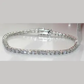 Jewellery Kingdom Cubic Zirconia Classic Rhodium 8 Carat Ladies Tennis Bracelet (Silver)