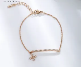 Jewelry simple lines inlaid with zirconium cross fashion bracelet girls high-end niche European and American personalized hand jewelry