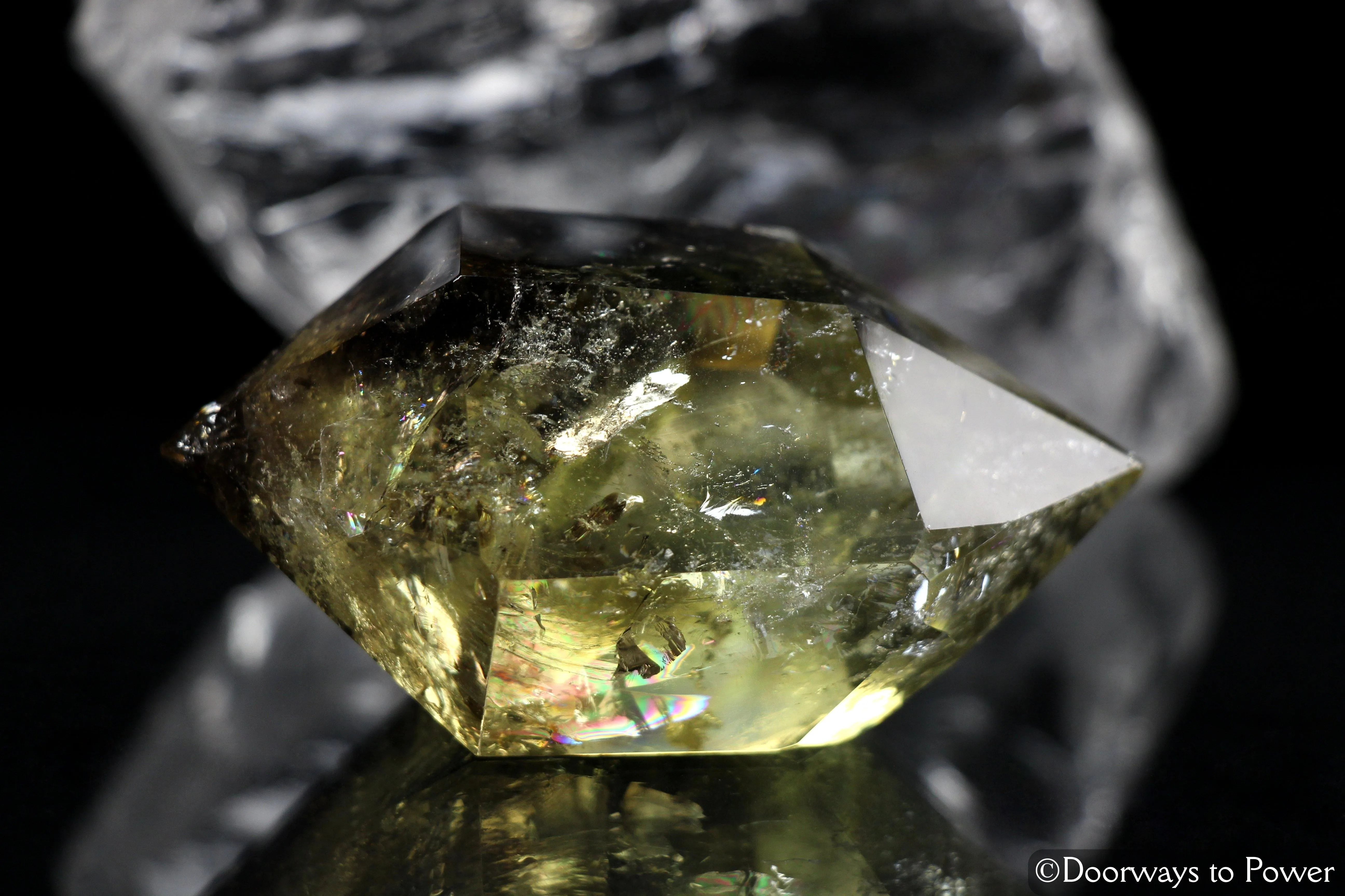 John of God Quartz Citrine Smoky Double Terminated Crystal w/ Rainbows