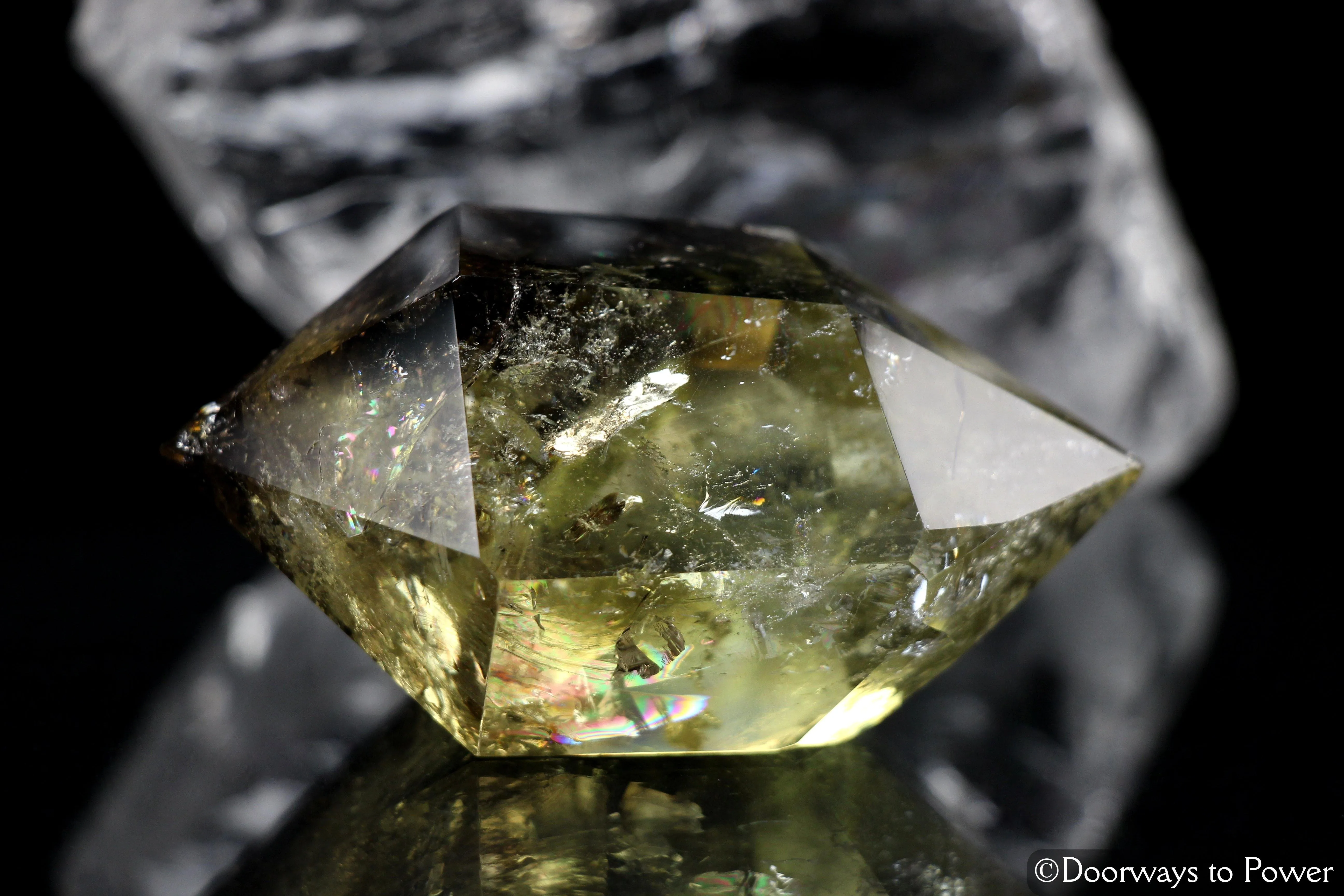 John of God Quartz Citrine Smoky Double Terminated Crystal w/ Rainbows