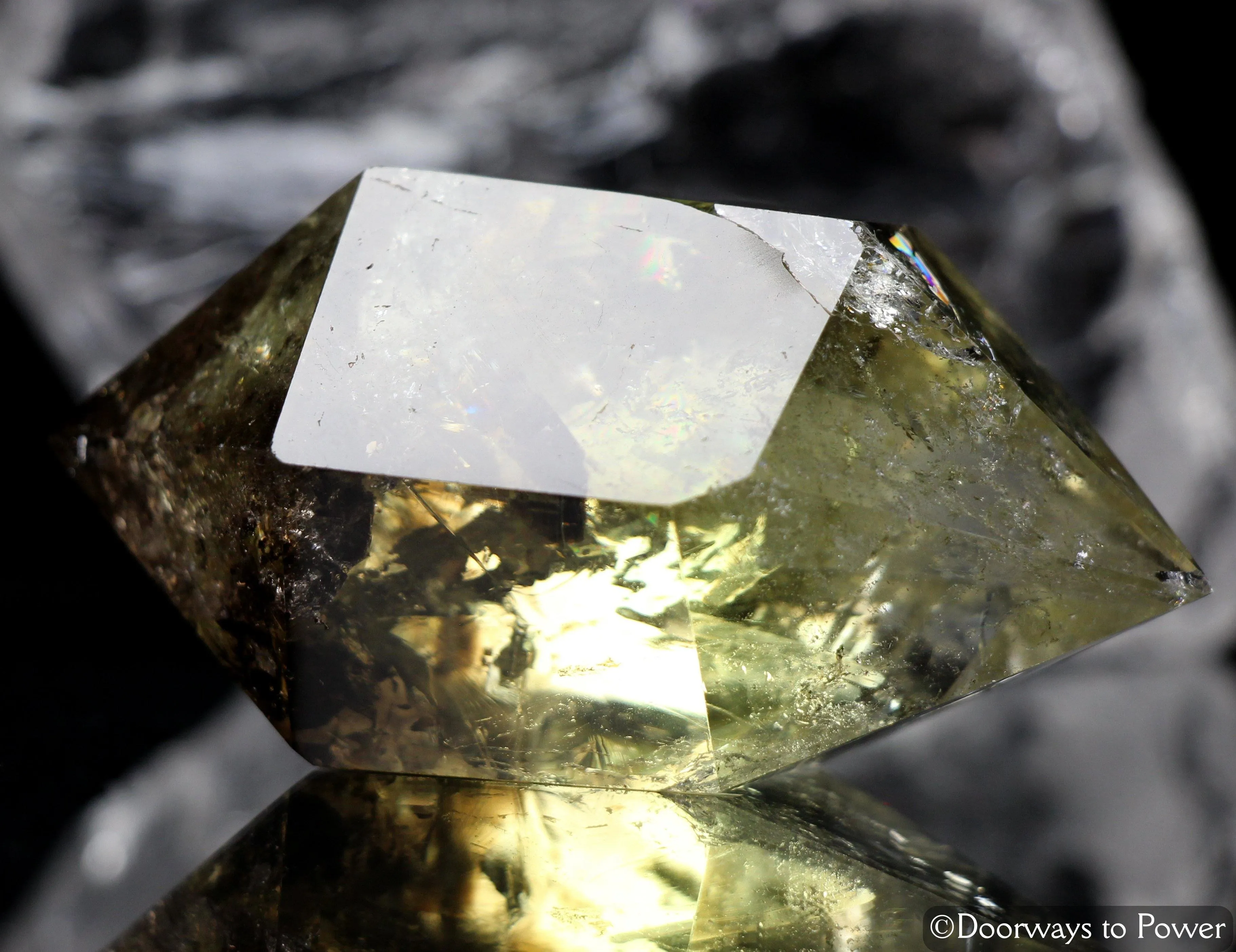 John of God Quartz Citrine Smoky Double Terminated Crystal w/ Rainbows