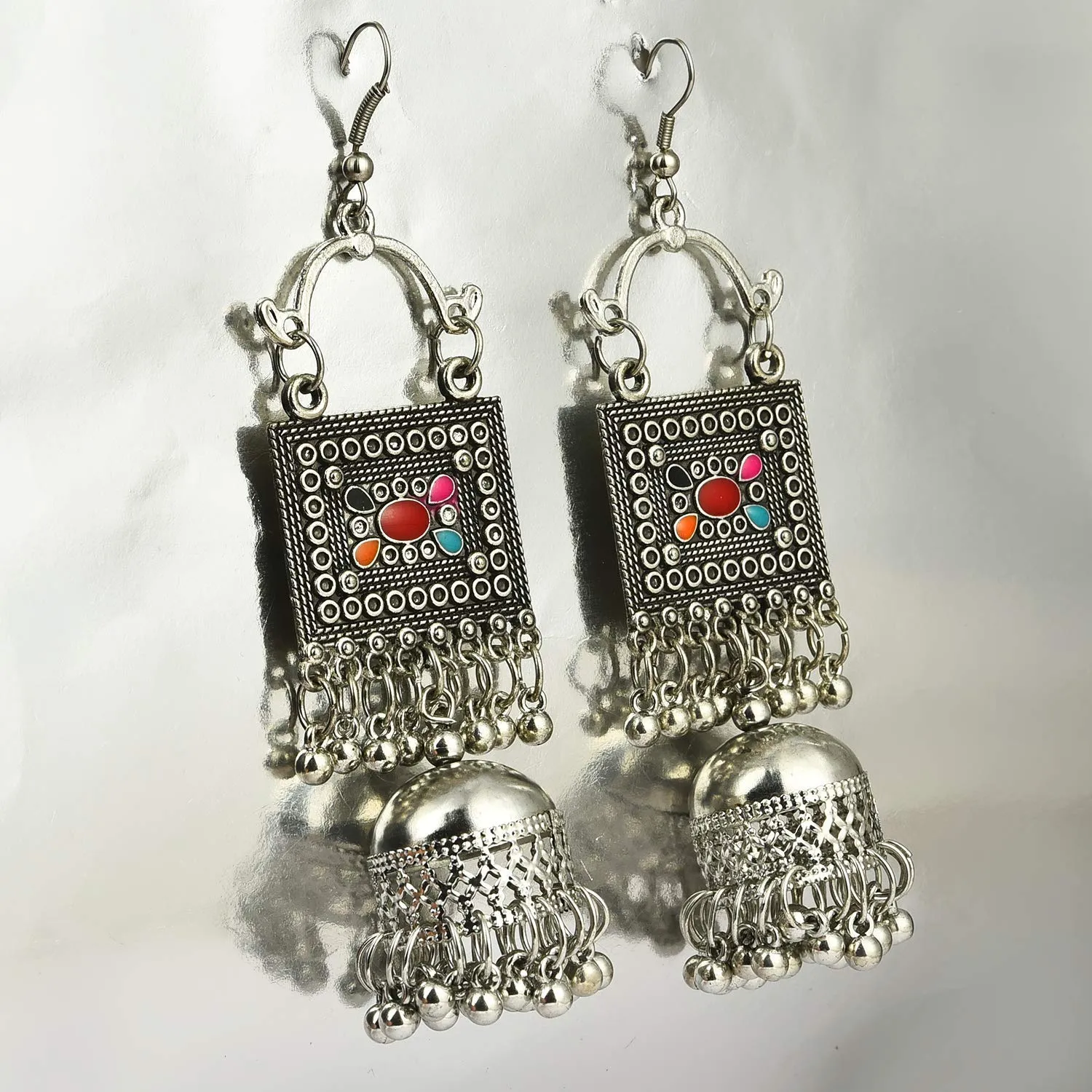 Kairangi Oxidised Earrings for Women Oxidized Silver Combo of 2 Pairs Chandbali Traditional Jhumka Earrings for Women and Girls